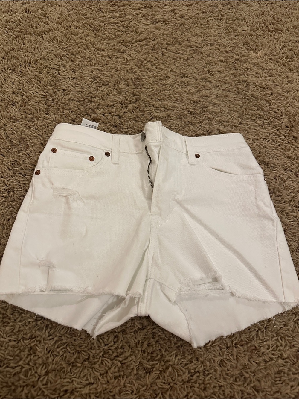 Levi's White Distressed Cutoff Denim Shorts